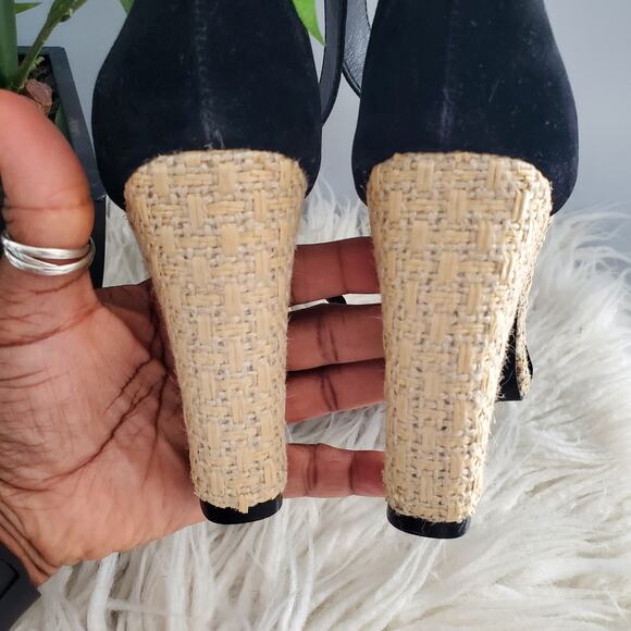 Shoe Republic LA Black Chunky Heel Open Toe Strappy Sandals Size 7.5 - Picture 5 of 10